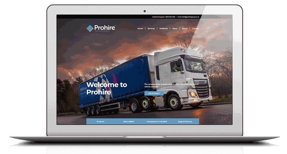 Prohire website shown on a laptop