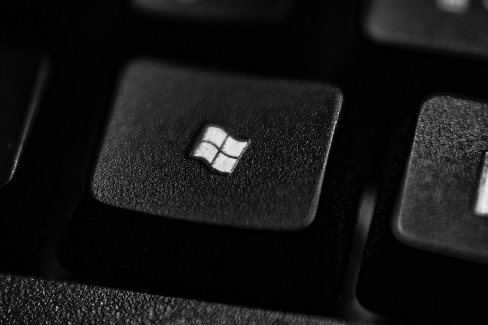 Close-up of a keyboard with a Windows key